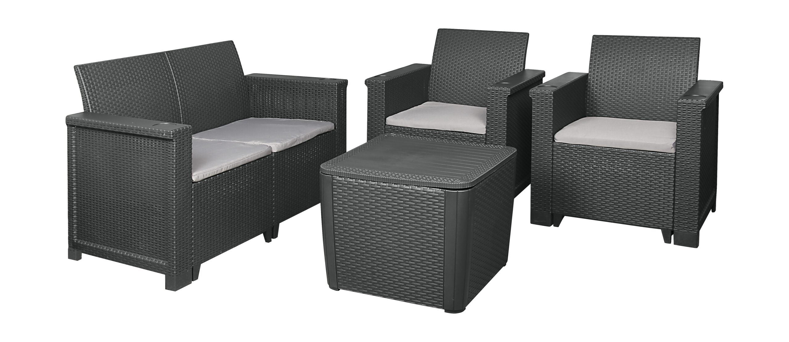 Contour Jabulani 4-piece Outdoor Patio Set 4 seater Braai Lounge Furniture in Graphite