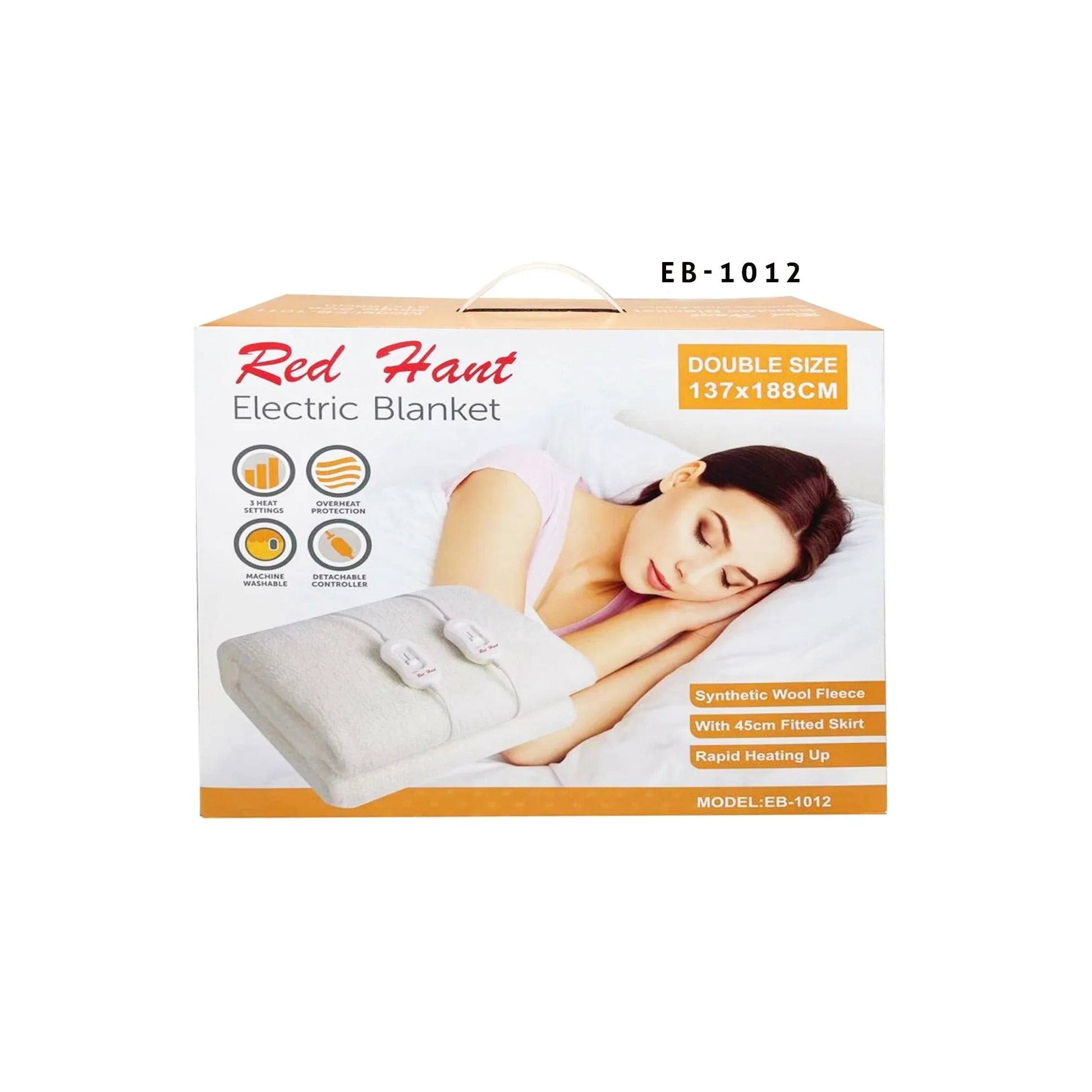 Red Hant 137 x 188cm Double Electric Blanket White