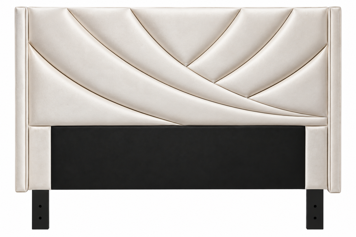 Cream curved panel wingback headboard